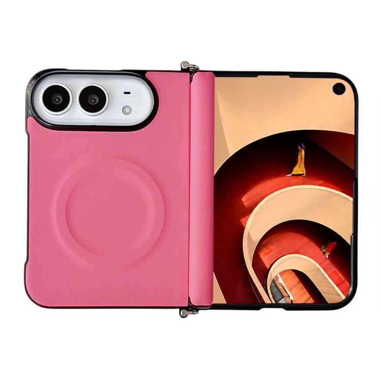 Side Clamp Central Axis Morandi Solid Color Leather Texture Magnetic Phone Case, For iPhone Duo