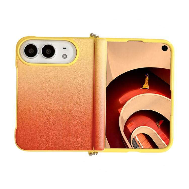 Side Clamp Hinge Magnetic Colorful Gradient Leather Texture Phone Case, For iPhone Duo