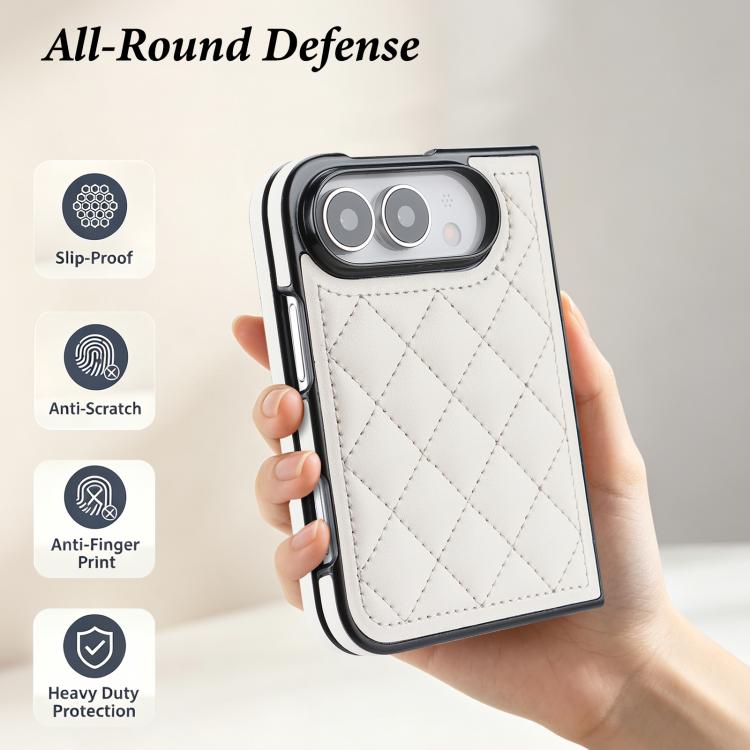 Rhombic Fold Leather Phone Case, For iPhone Duo