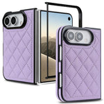 Rhombic Fold Leather Phone Case, For iPhone Duo