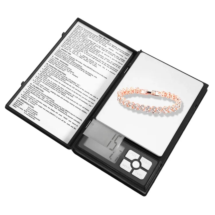 Balança Eletrónica de Alta Precisão para Joias de Ouro e Diamante em Forma de Caderno MH-1108 (0,1g~2000g), Sem Pilhas, MH-1108 2000g