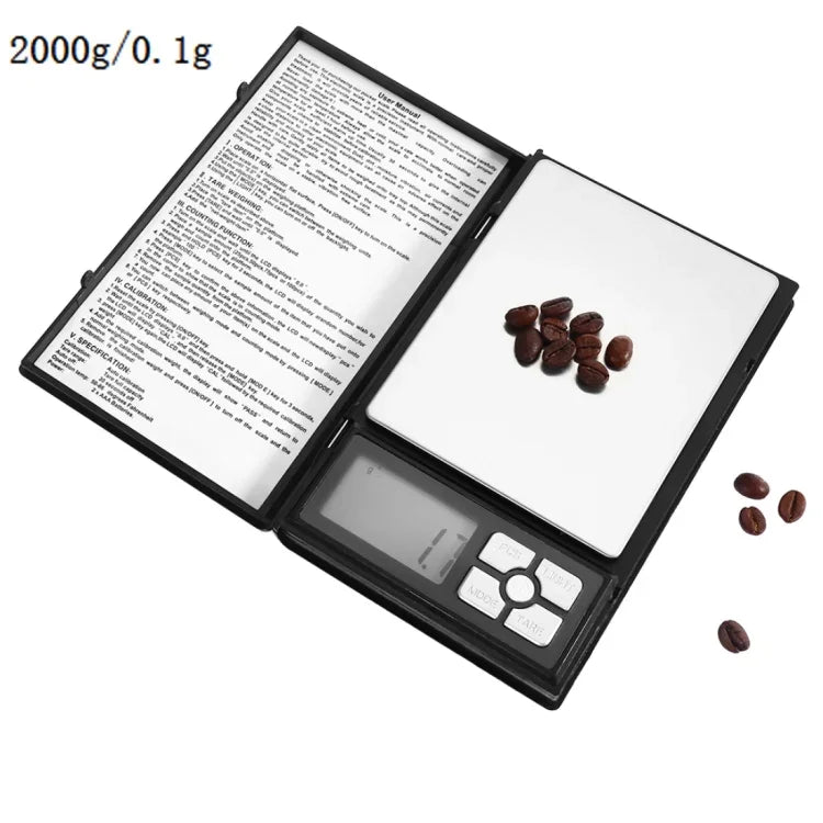 Balança Eletrónica de Alta Precisão para Joias de Ouro e Diamante em Forma de Caderno MH-1108 (0,1g~2000g), Sem Pilhas, MH-1108 2000g
