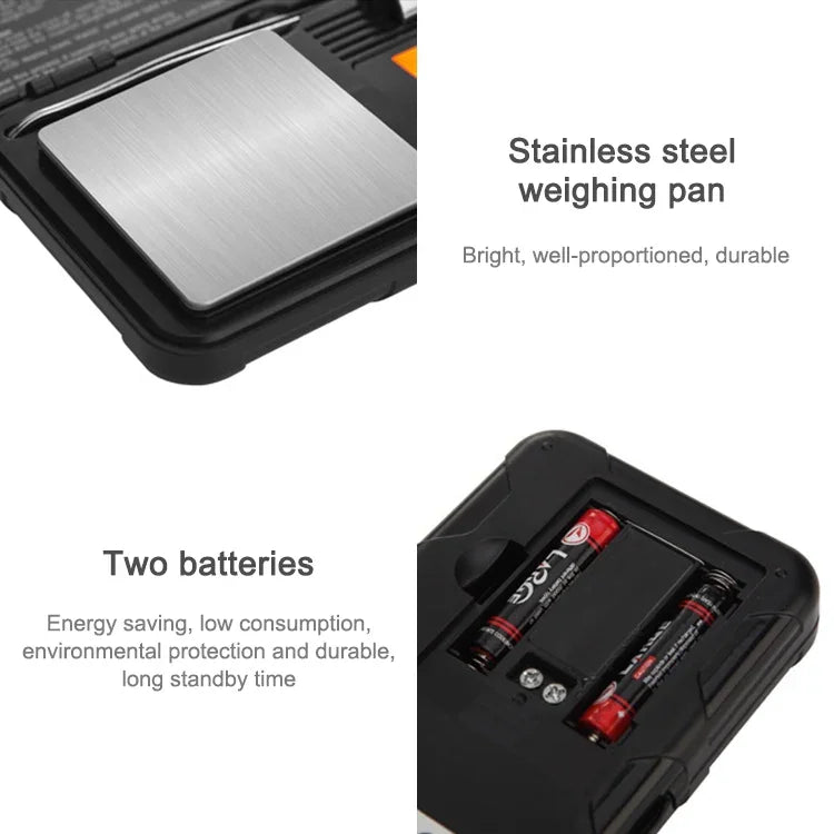 Balança Eletrónica Portátil de Alta Precisão para Joias 200g/0.01g Mini Balança Eletrónica de Precisão para Quilates, 200g/0.01g