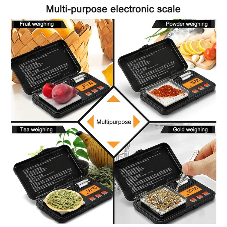 Balança Eletrónica Portátil de Alta Precisão para Joias 200g/0.01g Mini Balança Eletrónica de Precisão para Quilates, 200g/0.01g