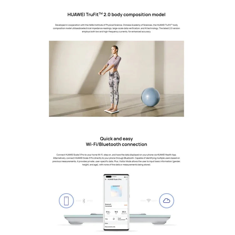 Balança Inteligente Original Huawei para Gordura Corporal 3 Pro, Suporta Conexão Wifi e Bluetooth, Balança de Gordura Corporal 3 Pro