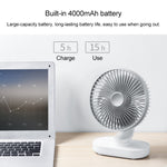 D77 Ventoinha de Secretária Automática com Cabeça Oscilante Portátil Recarregável Micro USB & USB-C / Type-C de 4W e Quatro Velocidades Ajustáveis, Micro USB & USB-C / Type-C