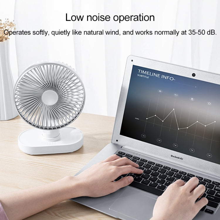 D77 Ventoinha de Secretária Automática com Cabeça Oscilante Portátil Recarregável Micro USB & USB-C / Type-C de 4W e Quatro Velocidades Ajustáveis, Micro USB & USB-C / Type-C
