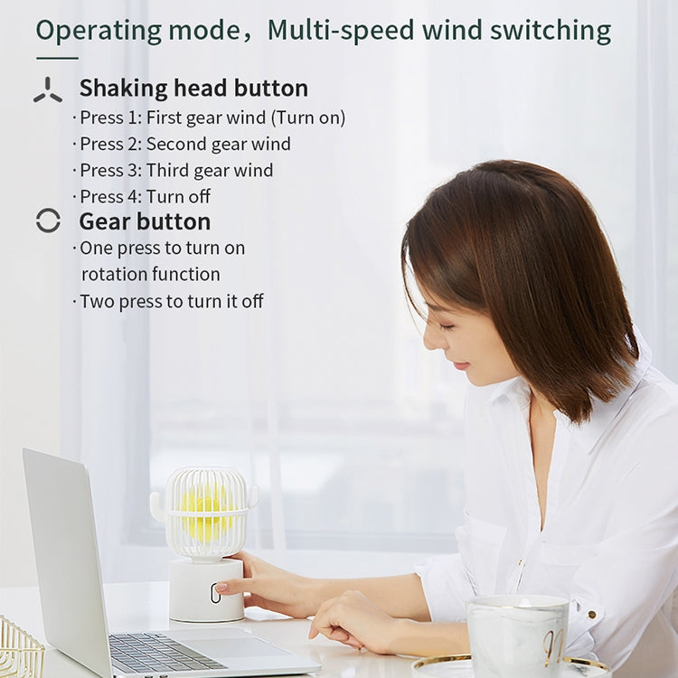 Ventoinha Mini Portátil F6 Cactus USB com Cabeça Oscilante para Mesa e Uso Manual
