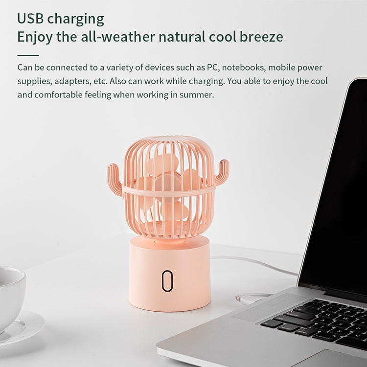 Ventoinha Mini Portátil F6 Cactus USB com Cabeça Oscilante para Mesa e Uso Manual