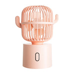 Ventoinha Mini Portátil F6 Cactus USB com Cabeça Oscilante para Mesa e Uso Manual