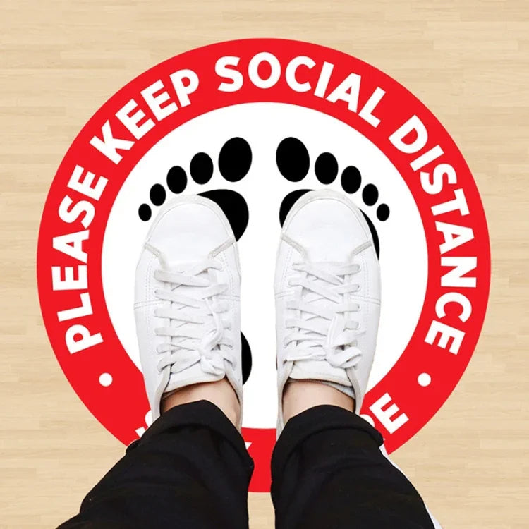 Autocolantes de Chão em PVC Impermeável para Prevenção Epidémica e Distanciamento Social, Comprimento: 24cm, Comprimento: 24cm