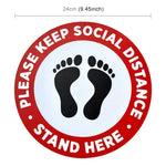 Autocolantes de Chão em PVC Impermeável para Prevenção Epidémica e Distanciamento Social, Comprimento: 24cm, Comprimento: 24cm