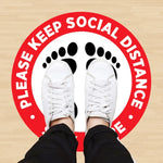 Autocolantes de Chão em PVC Impermeável para Prevenção Epidémica e Distanciamento Social, Comprimento: 24cm, Comprimento: 24cm