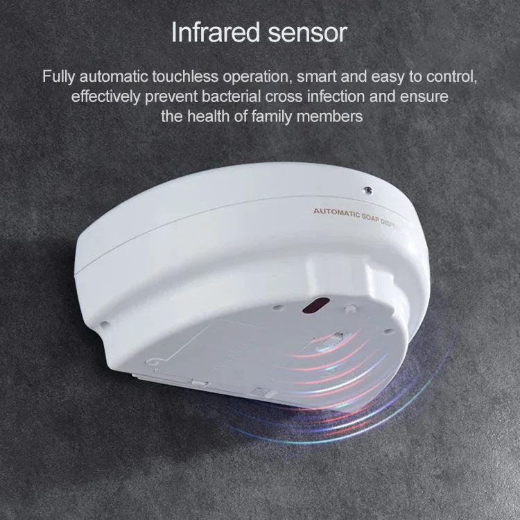 Dispensador automático de espuma de sabão de plástico de parede com sensor de 500ml, Dispensador de espuma de sabão com sensor de 500ml