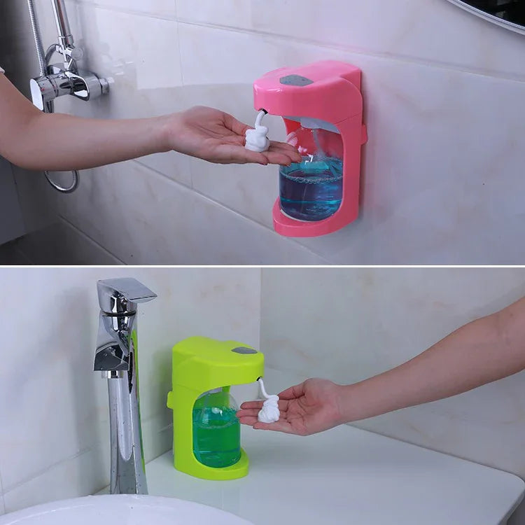 Dispensador automático de espuma de sabão de plástico de uso duplo para parede e secretária OH-Bubble