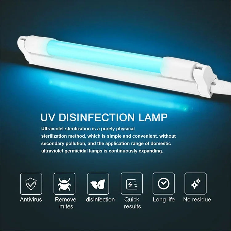 Lâmpada Portátil de Desinfeção UV de Quartzo com Ozono 110V 8W, Esterilizador UVC Anti-vírus, 110V 8W Ozono
