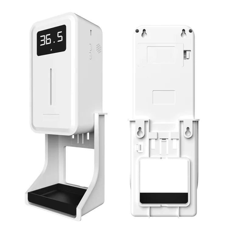 Rehabor A Termómetro sem contacto com sensor de distância sensível à luz corporal + dispensador automático de pulverização de sabão líquido sem contacto de 450ml com suporte de base, Rehabor A
