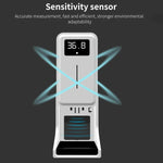 Rehabor A Termómetro sem contacto com sensor de distância sensível à luz corporal + dispensador automático de pulverização de sabão líquido sem contacto de 450ml com suporte de base, Rehabor A