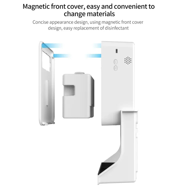 Rehabor A Termómetro sem contacto com sensor de distância sensível à luz corporal + dispensador automático de pulverização de sabão líquido sem contacto de 450ml com suporte de base, Rehabor A