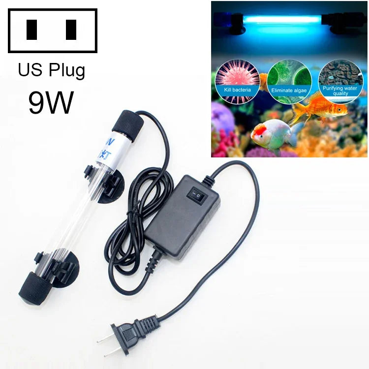 Lâmpada de Desinfeção UV Ultravioleta 110V 9W para Tanque de Peixes, Ficha US, 9W Ficha US