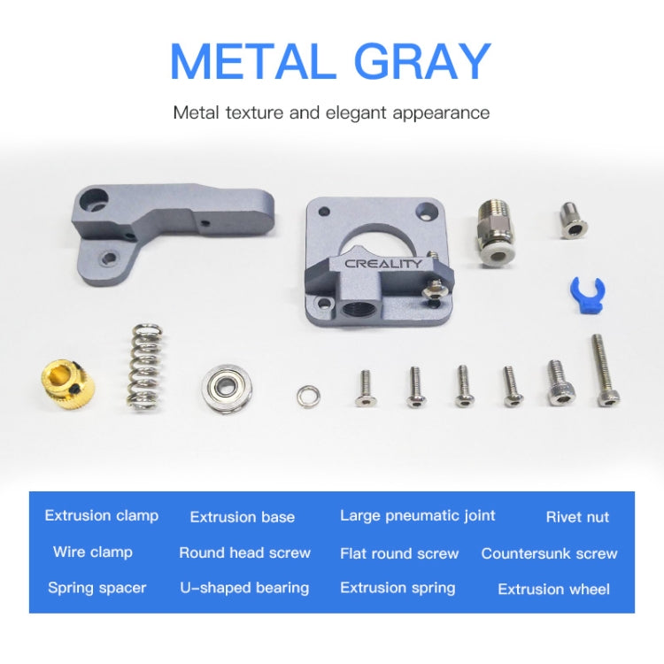Kit Extrusora Bowden de Bloco Metálico Prateado Creality para Impressora 3D Ender-3 / Ender-3 Pro / Ender-3 V2 / CR-10 Pro V2