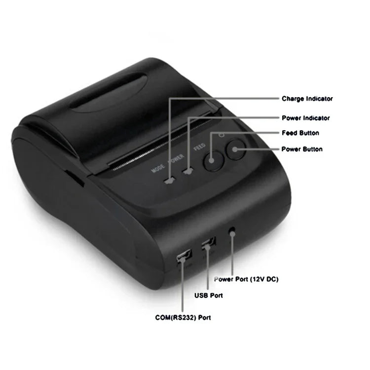 Impressora de Recibos Térmica Bluetooth POS-5802 (Preto), POS-5802