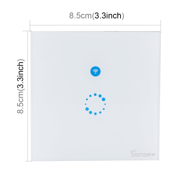Interruptor de Parede Inteligente Sonoff Touch 86mm 1 Gang Painel de Vidro Temperado, Interruptor Táctil para Luz, Compatível com Alexa e Google Home, AC 90V-250V 400W 2A, 86mm
