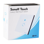 Interruptor de Parede Inteligente Sonoff Touch 86mm 1 Gang Painel de Vidro Temperado, Interruptor Táctil para Luz, Compatível com Alexa e Google Home, AC 90V-250V 400W 2A, 86mm