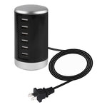 Estação de carregamento XLD4 30W com 6 portas USB, adaptador de energia AC100-240V, ficha US