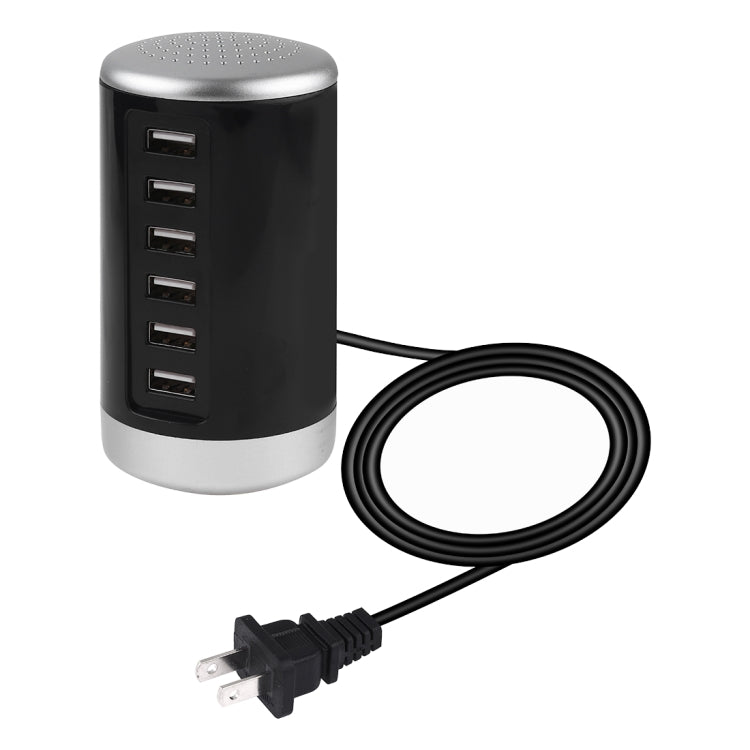 Estação de carregamento XLD4 30W com 6 portas USB, adaptador de energia AC100-240V, ficha US