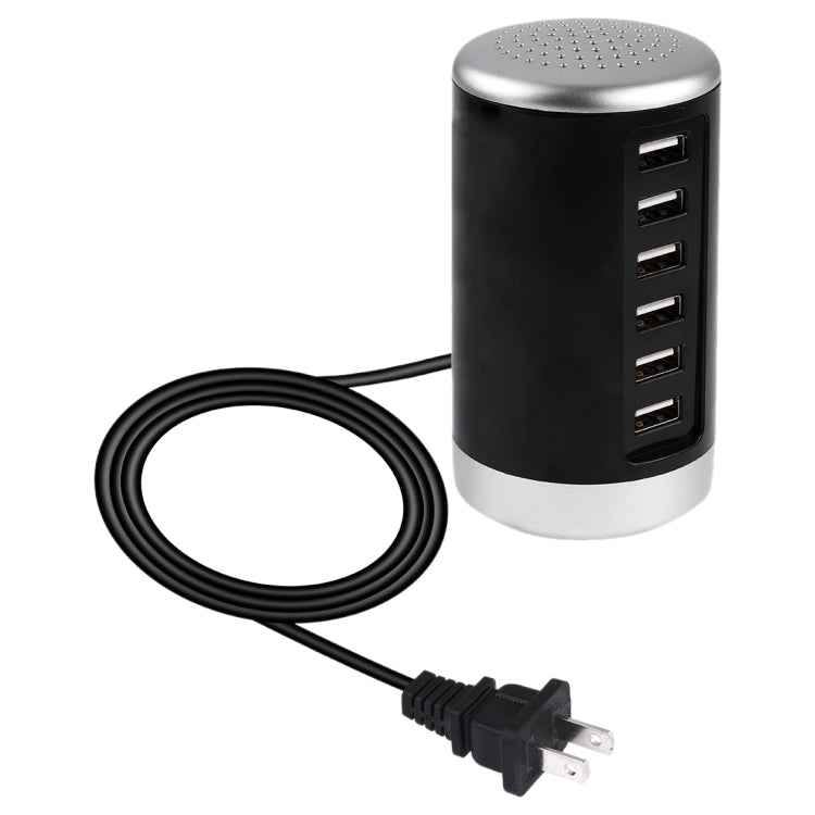 Estação de carregamento XLD4 30W com 6 portas USB, adaptador de energia AC100-240V, ficha US