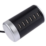 Estação de carregamento XLD4 30W com 6 portas USB, adaptador de energia AC100-240V, ficha US
