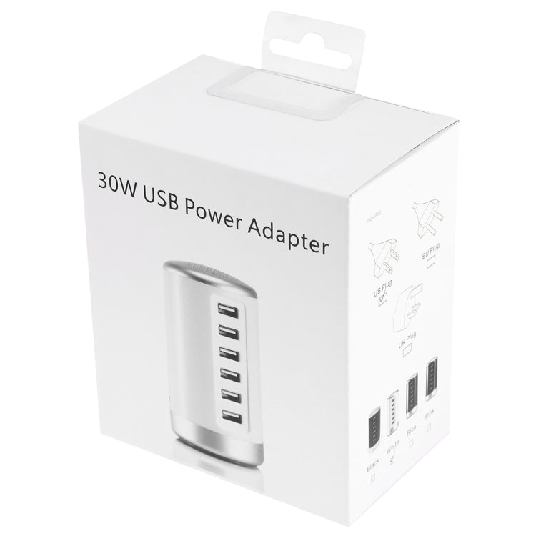 Estação de carregamento XLD4 30W com 6 portas USB, adaptador de energia AC100-240V, ficha US