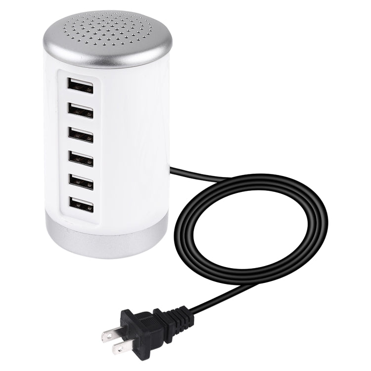 Estação de carregamento XLD4 30W com 6 portas USB, adaptador de energia AC100-240V, ficha US