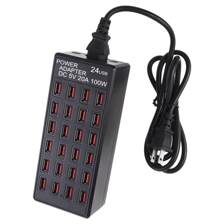 Estação de carregamento rápido 100W com 24 portas USB, carregador inteligente com indicador LED AC 100-240V, ficha US, 100W 24 portas USB ficha US