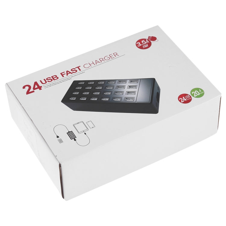 Estação de carregamento rápido 100W com 24 portas USB, carregador inteligente com indicador LED AC 100-240V, ficha US, 100W 24 portas USB ficha US