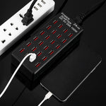 Estação de carregamento rápido 100W com 24 portas USB, carregador inteligente com indicador LED AC 100-240V, ficha US, 100W 24 portas USB ficha US
