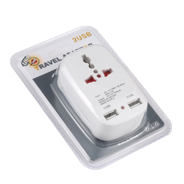 NK-823 Adaptador de Energia para Carregador de Viagem com Dupla USB 2000W, Ficha UK