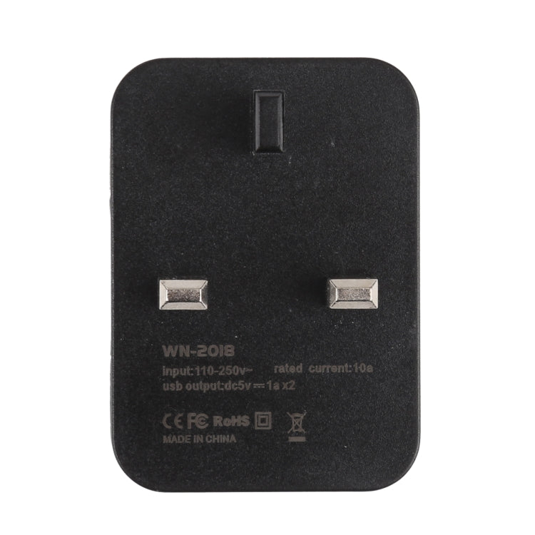WN-2018 Dual USB Travel Charger Power Adapter Socket, UK Plug, UK Plug