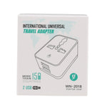 WN-2018 Adaptador de Energia para Carregador de Viagem com Dupla USB, Ficha US, Ficha US
