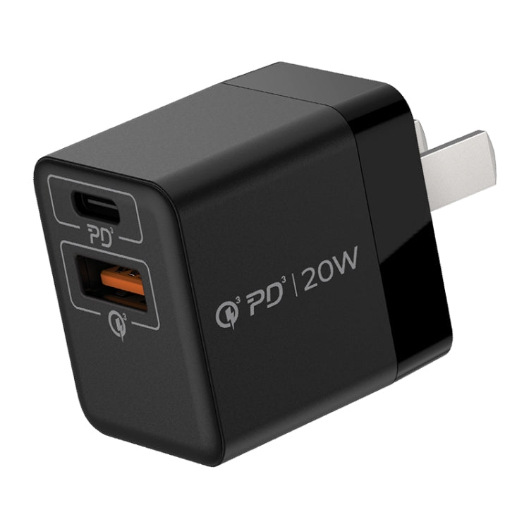 MOMAX UM36 PD 20W Carregador Rápido USB-C / Type-C + USB, Adaptador de Energia, Ficha CN, UM36