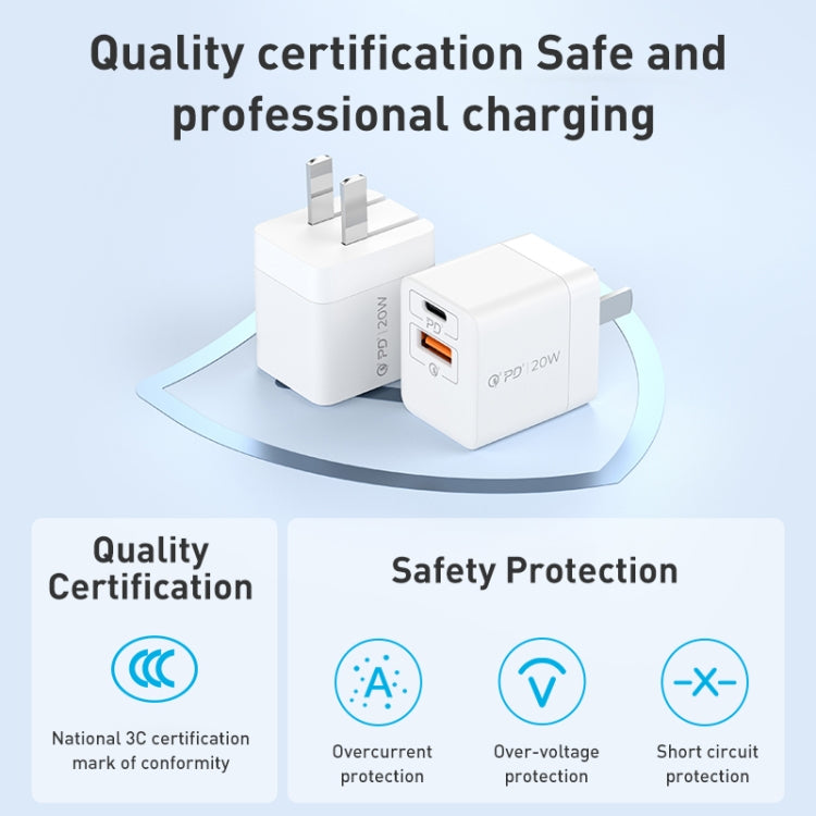 MOMAX UM36 PD 20W Carregador Rápido USB-C / Type-C + USB, Adaptador de Energia, Ficha CN, UM36