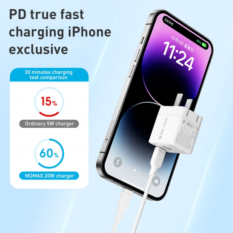 MOMAX UM36 PD 20W Carregador Rápido USB-C / Type-C + USB, Adaptador de Energia, Ficha CN, UM36