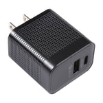Carregador de Viagem PD 20W USB-C/Tipo-C + Portas USB QC 3.0 com Padrão Xadrez, Ficha US, Ficha US (Preto)