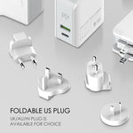 LDNIO A4403C Carregador Rápido Dobrável de Viagem 30W PD + Auto-id com Cabo USB-C / Type-C de 1m, Ficha AU, com Cabo Type-C, 30W com Cabo Type-C