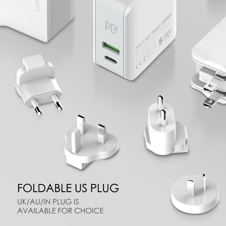LDNIO A4403C Carregador Rápido Dobrável de Viagem 30W PD + Auto-id com Cabo Micro USB de 1m, Ficha EU, com Cabo Micro USB