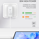LDNIO A4403C Carregador Rápido Dobrável de Viagem 30W PD + Auto-id com Cabo Micro USB de 1m, Ficha EU, com Cabo Micro USB