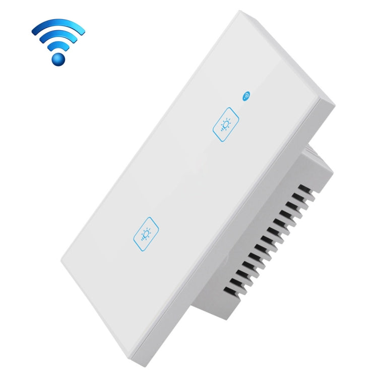 Interruptor de Parede Inteligente WS-US-02 com Painel de Vidro Temperado, Controlo por APP EWeLink & Toque, 2A 2 Gangues, AC 90V-250V, Plugue US, 2 Gangues
