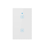 Interruptor de Parede Inteligente WS-US-02 com Painel de Vidro Temperado, Controlo por APP EWeLink & Toque, 2A 2 Gangues, AC 90V-250V, Plugue US, 2 Gangues