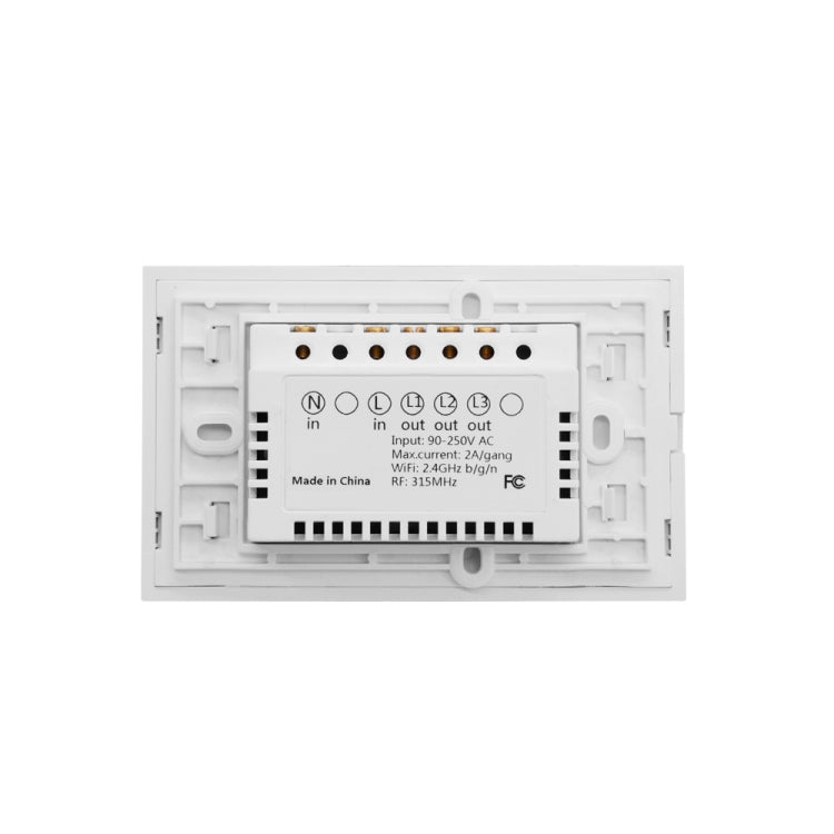 Interruptor de Parede Inteligente WS-US-02 com Painel de Vidro Temperado, Controlo por APP EWeLink & Toque, 2A 2 Gangues, AC 90V-250V, Plugue US, 2 Gangues